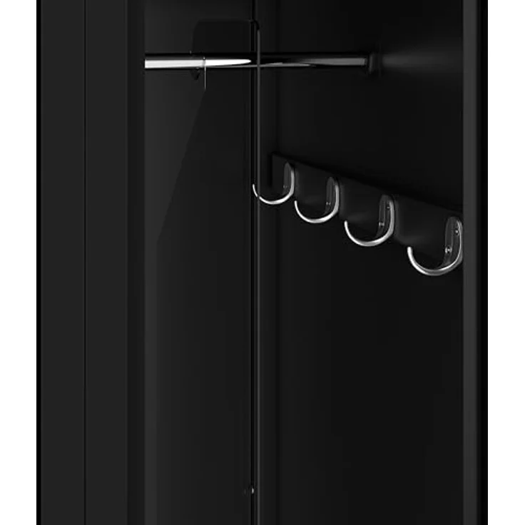 Jan Nowak Spind Schrank, Kleiderschrank, Metallschrank, Schließfachschrank | 2 Abteile mit Kleiderstange, Lüftungsschlitze, Trennwände, 4 Kleiderhaken pro Abteil | 180 cm x 60 cm x 50 cm | Schwarz – Bild 12