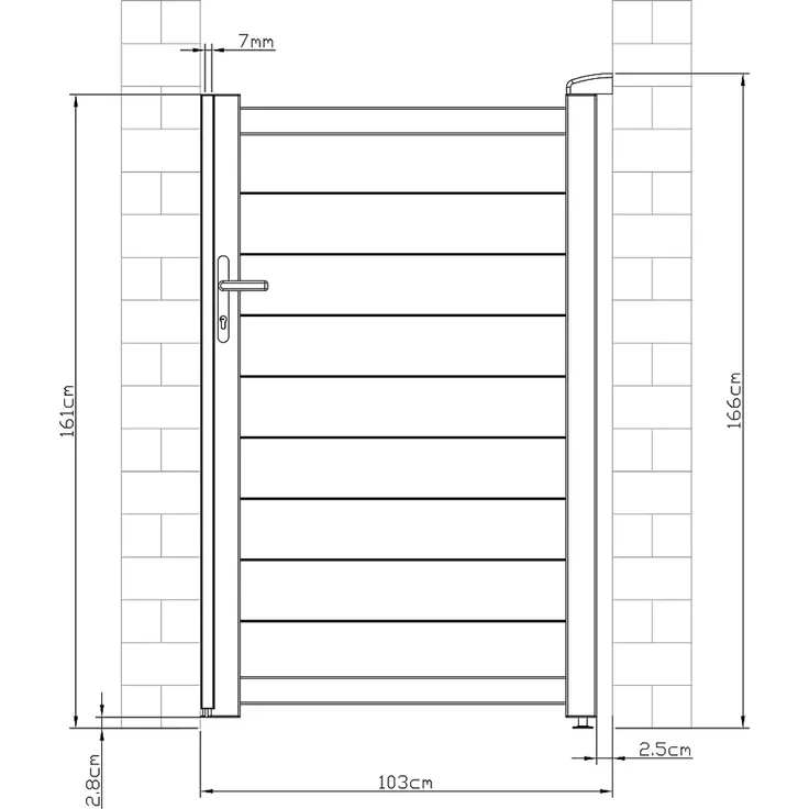 Vente-unique - NAZARIO Pedestrian gate Metall Grau - B 4,6 cm x H 161 cm x L 100 cm – Bild 5
