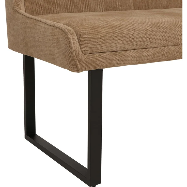 Eckbank HWC-O81, Esszimmerbank Bank, Öko-Tex (310g/m²) Chenille Stoff/Textil Metall 159x210cm ~ hellbraun – Bild 6