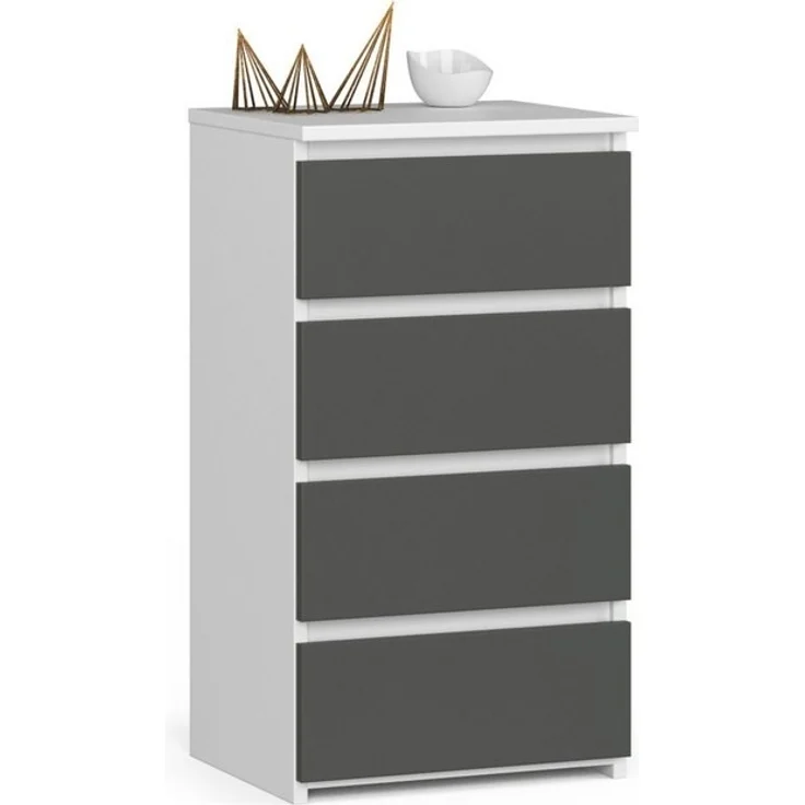 Home Collective Kommode 40 cm breit Holz Highboard Sideboard für Flur Schlafzimmer Wohnzimmer (Mehrzweckschrank Schrank schmal Kommode Schlafzimmer mit Schubladen), Kinderzimmer Organizer, 73 cm hoch mit 4 Schubladen weiß-grau – Bild 3