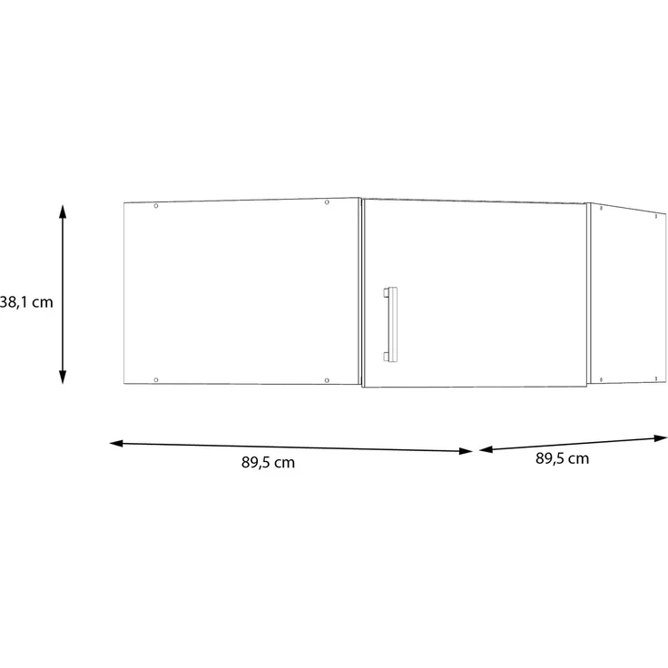 Forte ECONOBOX Schrankaufsatz 90, 1-türiger Drehtürenschrankaufsatz für Eckschrank, Holzwerkstoff, Weiß, 89,5 cm breit, 38,1 cm hoch, 89,4 cm tief – Bild 6