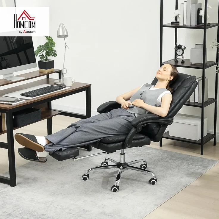 Vinsetto Schreibtischstuhl Bürostuhl mit Vibrationsmassage Chefsessel mit Lendenwärmer (Drehstuhl, 1 St), Höhenverstellbar Schreibtischstuhl mit Lendenwirbelstütze, drehbar – Bild 2