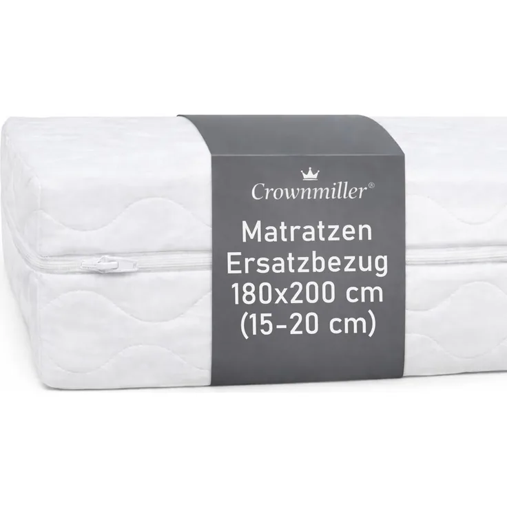Crownmiller Microfaser Ersatz Matratzenbezug, 60°C waschbar, 4-seitiger Reißverschluss 180x200 cm, 18 cm (Matratzen von 15-20cm)