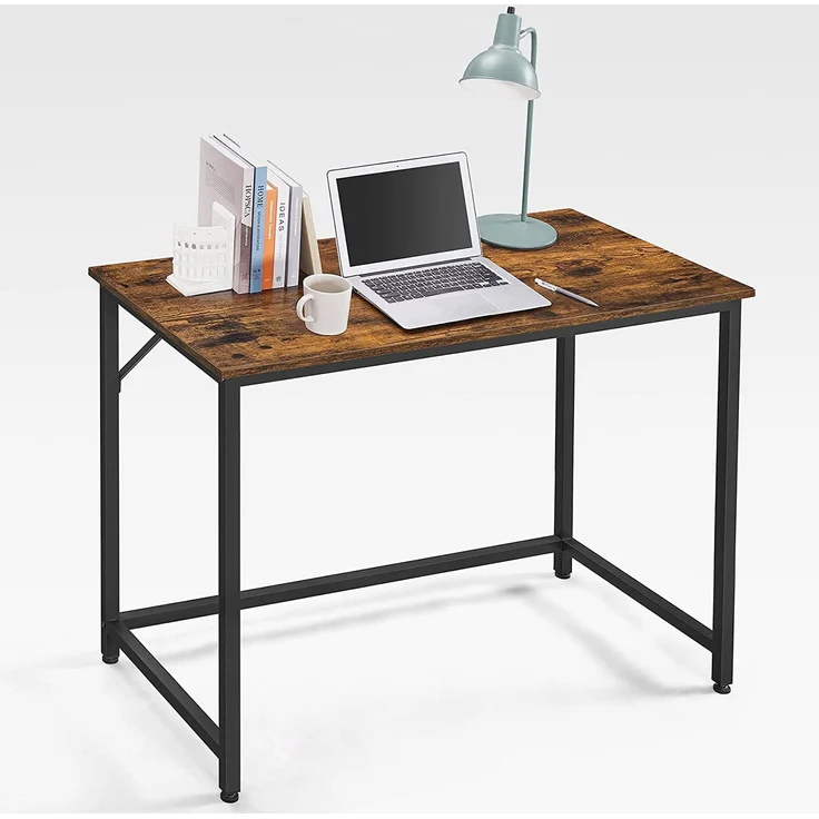 VASAGLE Schreibtisch, Computertisch, schmaler Bürotisch, 100 x 50 x 75 cm, Arbeitszimmer, Homeoffice, Büro, einfacher Aufbau, Metall, Industrie-Design, vintagebraun-schwarz LWD41X – Bild 7