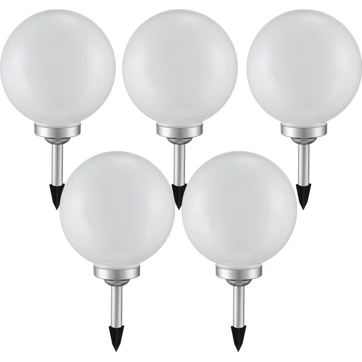 5er Set LED Solarleuchte, Kugel weiß, H 62 cm – Bild 1