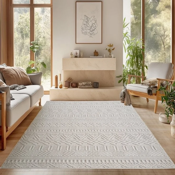 SIMPEX24 Designteppich Einfarbig Boucle Loop, Rund, Höhe: 7 mm, Teppich Wohnzimmer, Schlafzimmer, Gästezimmer – Bild 4