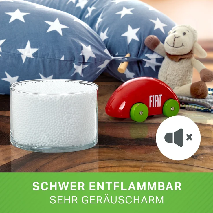 Green Bean® 430 Liter Hochwertige Mikro-EPS Perlen 0,5-1 mm aus deutscher Produktion für Sitzsack-Füllung | Styropor-Kügelchen Nachfüllpack Kissen-Füllung Mikroperlen Stillkissen – Bild 4