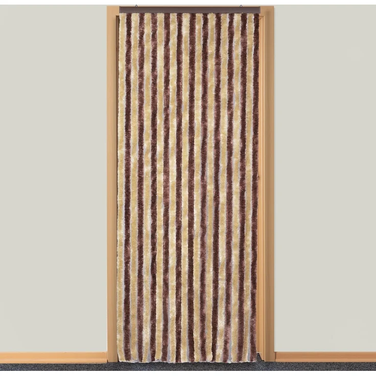 Moritz Flauschvorhang aus Chenille 90 x 200 cm braun beige Streifen Türvorhang als Fliegenschutz Insektenschutz für Camping Wohnwagen – Bild 2