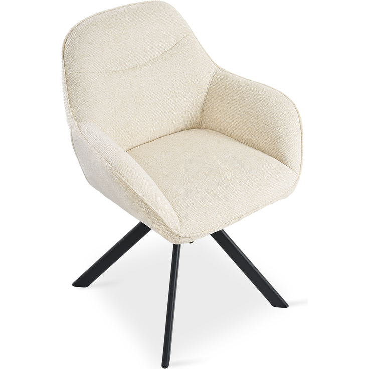 GOEURVANT 1370 Esszimmerstühle 4er-Set mit Armlehnen, 360° Drehbar, Chenille - Creme – Bild 6