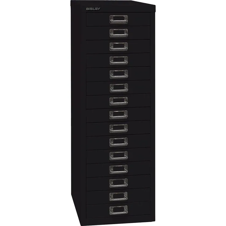 BISLEY MultiDrawer, 39er Serie, DIN A4, 15 Schubladen, Metall, 633 Schwarz, 38 x 27,9 x 86 cm