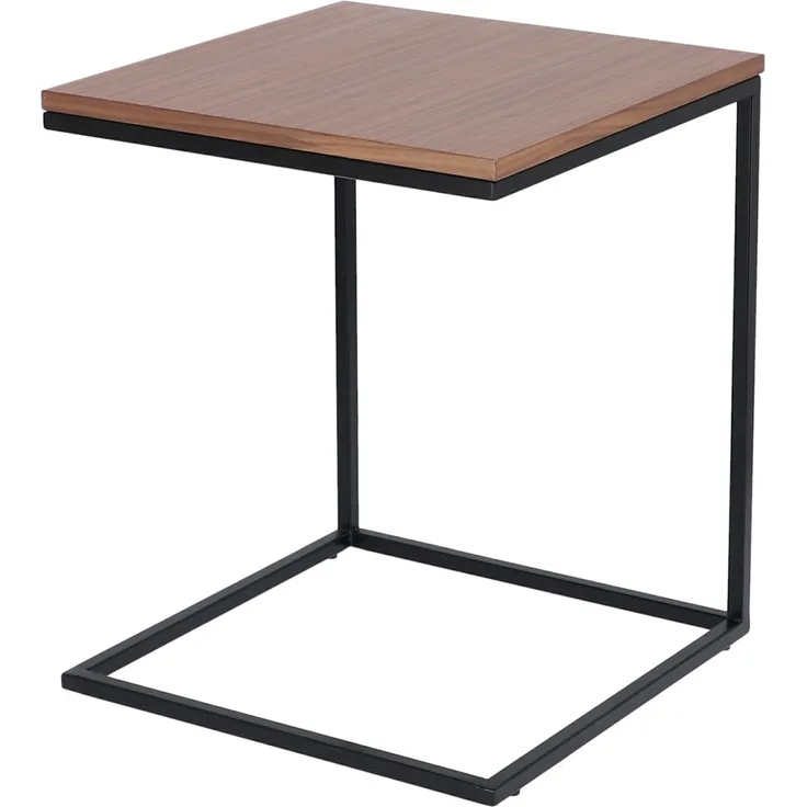 Beistelltisch Flat Schwarz/Nussbaum 50 x 40 x 40 cm