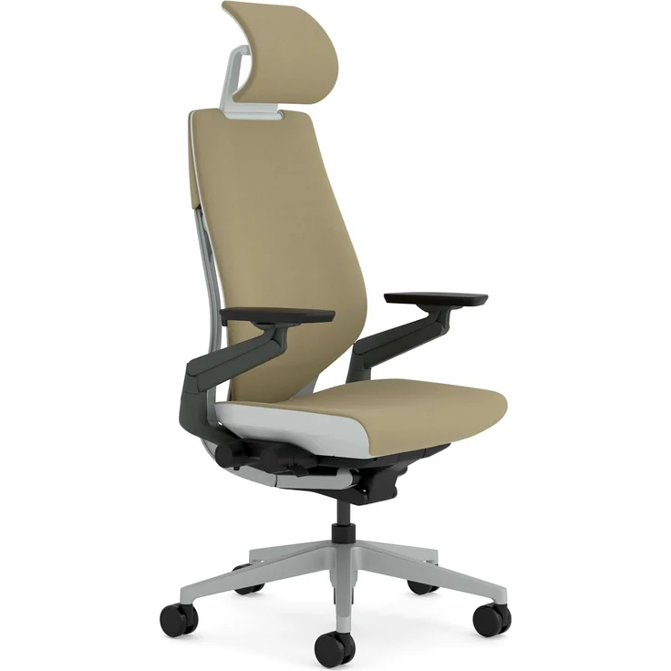 Steelcase Gesture Ergonomischer Bürostuhl mit 360° Armlehnen, 3D-Live Back Lumbalstütze, anpassbarer Kopfstütze Sand – Bild 1