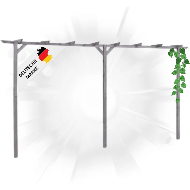 DELUKE® Pergola aus Holz LURV Grau 4x2m Kiefernholz Rankhilfe Pergola Holz Bausatz freistehend Gartendeko Gartenbogen Gartenpergola
