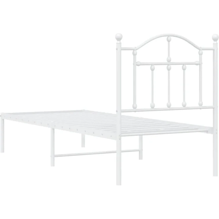 vidaXL Metallbett ohne Matratze mit Kopfteil Weiß 75x190 cm 353478 – Bild 7