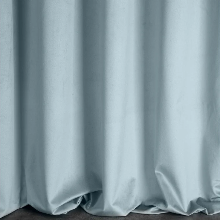 Design91 Samtvorhang, Ösen, Polyester hellblau, 140x250 cm – Bild 3