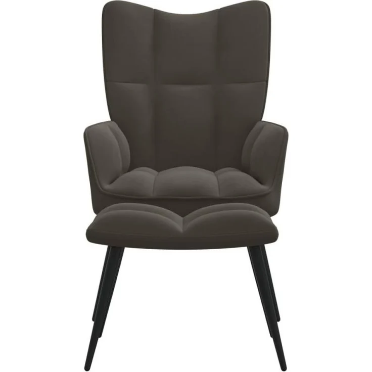 vidaXL Relaxsessel mit Hocker Dunkelgrau Samt [328085] – Bild 3