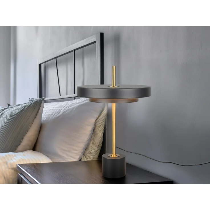 Dimmbare LED Tischlampe KEATON im modernen Design, Schwarz Gold, Höhe 45,5cm – Bild 5