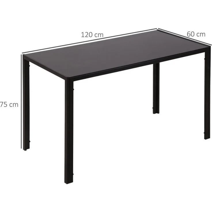 HOMCOM Esstisch aus gehärtetem Glas, für 4 Personen, 120cm x 60cm x 75cm – Bild 2