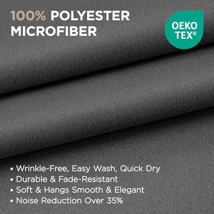 Joydeco Verdunkelungsvorhänge, 2 Paneele, thermische Isolierung, Raumverdunkelung, mit Ösen, für Wohnzimmer, Schlafzimmer, Fenster, Länge ca. 160 cm – Bild 2