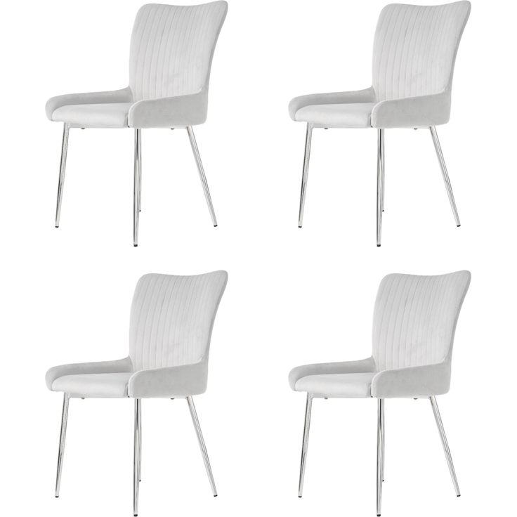 Esszimmerstuhl-Set, Samt mit Metallgestell, 4er-Set, 58×47×85 cm, Grau – Bild 7