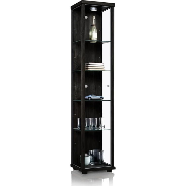 K-Möbel Glasvitrine C1014 (Glasvitrine (176x37x33 cm) mit 1 Glastür) Glasvitrine stehend