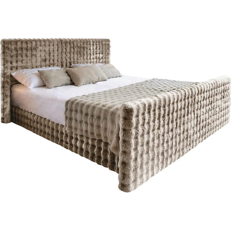 Kaiser Möbel Boxbett Blanket, Hellbraun, mit Doppelbettkasten und mehrschichtiger Matratze, 140x200 cm
