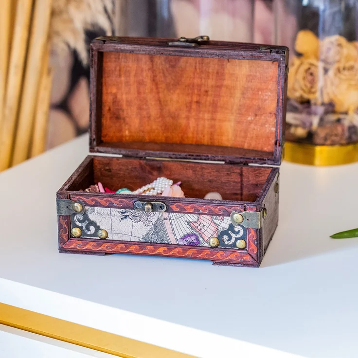 HMF Schatzkiste Handgefertigte Schmuckschatulle aus Holz, dekorative Holzkiste 17 x 10 x 9 cm Kolumbien – Bild 7