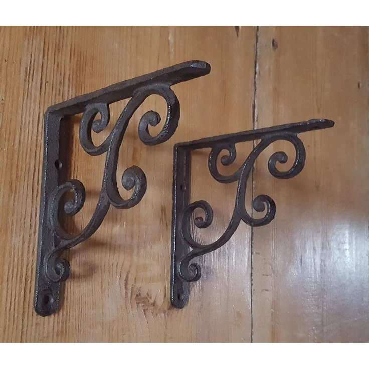 LB H&F Lilienburg Wandregalhalter LB H&F 2 Stück Wandregalträger Regalträger Träger Halterung, Regal selber bauen DIY Gusseisen Antik Stil Wandwinkel Regalhalter Konsole Wandkonsole Regalwinkel Landhaus Nostalgie Vintage Shabby Hygge Barock Ornament Wa... – Bild 1
