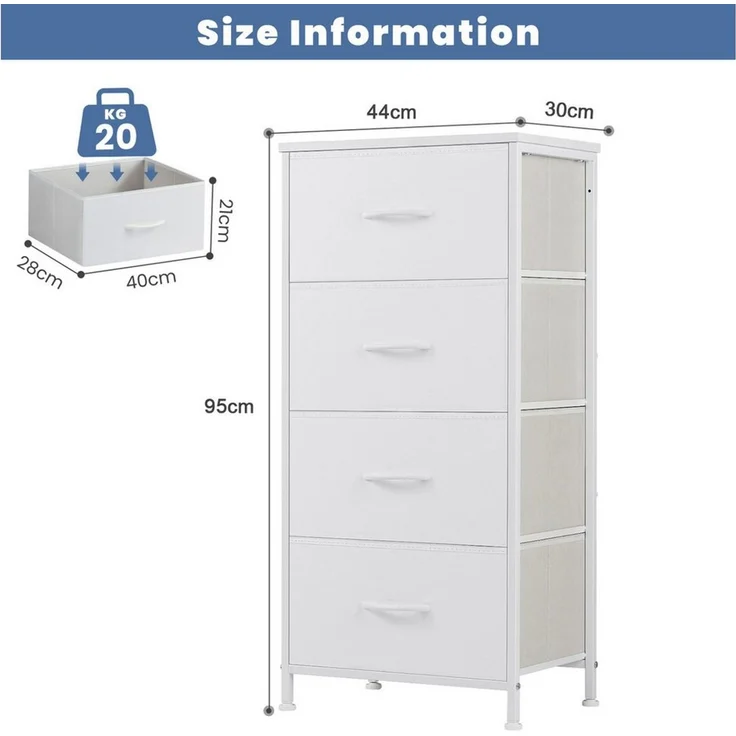 DUMOS Schubkastenkommode Kommode mit Stoffschubladen Stauraumschrank Schubladenschrank (Schubladenkommode), Mit 4, 5, 7, 8, 9 Schubladen