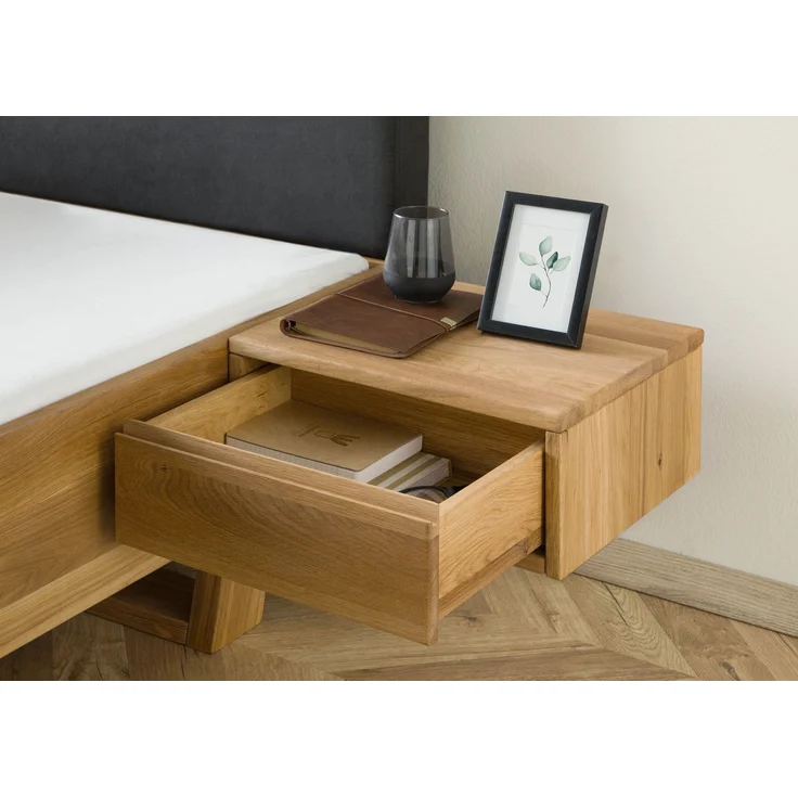 Bett mit Nachttischen Eiche 160x200x85 natur geölt, Kopfteil anthrazit FICHTELBERG #34 – Bild 4