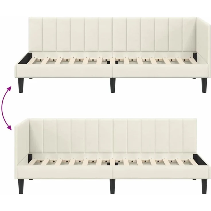 vidaXL Eckbettgestell mit Kopfteil Creme 80 cm x 200 cm Samt 42016335 – Bild 8