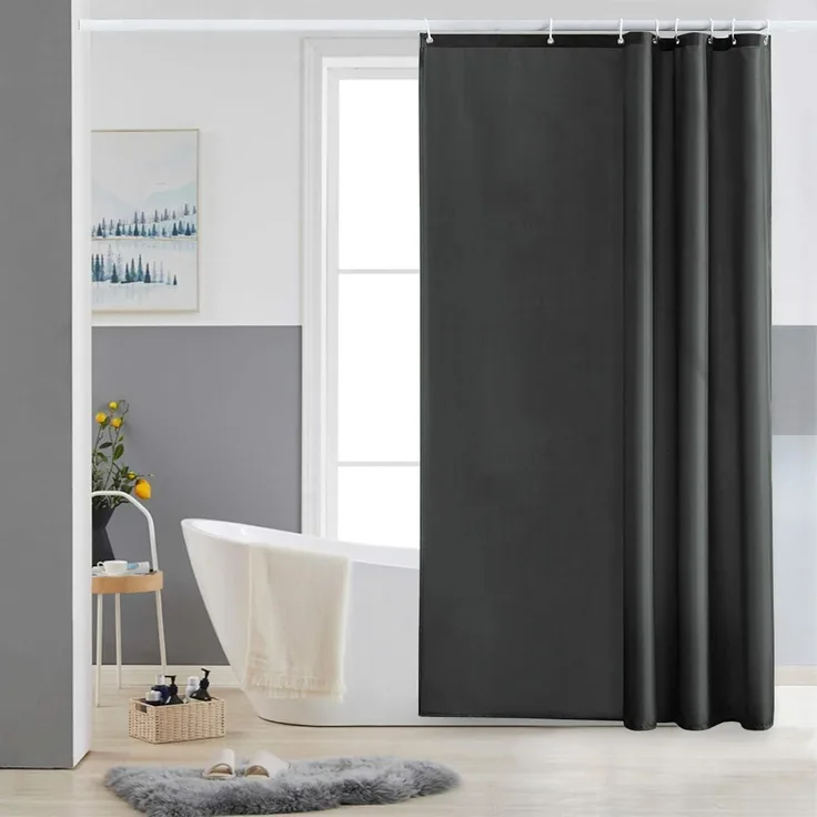 Duschvorhang 120x180 Textil Polyester Wasserabweisend Schimmelresistent Grau