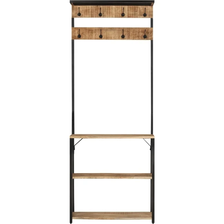 vidaXL Garderobe mit Schuhablage 68x30x182cm Raues Massivholz Mango 372737 – Bild 7