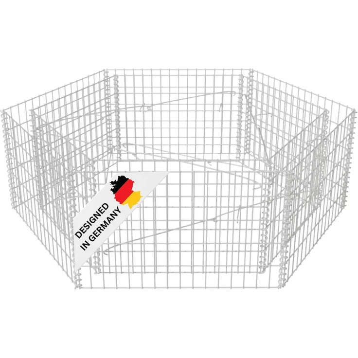 DELUKE® Hochbeet Gabione 6-eckig LISSA aus Stahl 140×160×50cm Steinkorb Gabionengitter Ziergabione Steingabione Drahtkorb befüllbar