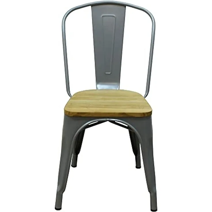 RED DECO Stuhl, Metall Holz, grau, one Size