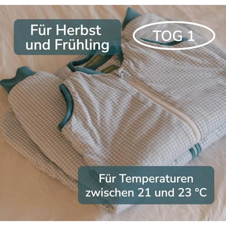 molis&co. 1.0 TOG. Baby-Schlafsack mit Füßen. Größe: 100 cm (4 Jahre). Ideal für Übergang. Adriatic Check. 100% Baumwolle. (Oeko-TEX 100). – Bild 3