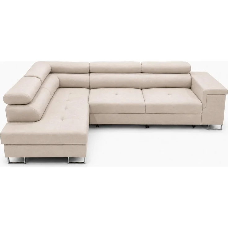 KRISAN MÖBEL Ecksofa L-Form ALVARO in Beige 275 x 90 x 202 cm mit Schlaffunktion und Bettkasten Links – Bild 1