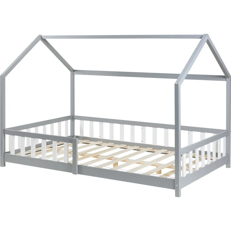 Hausbett Hesel mit Rausfallschutz 120x200cm Grau [en. casa] – Bild 2