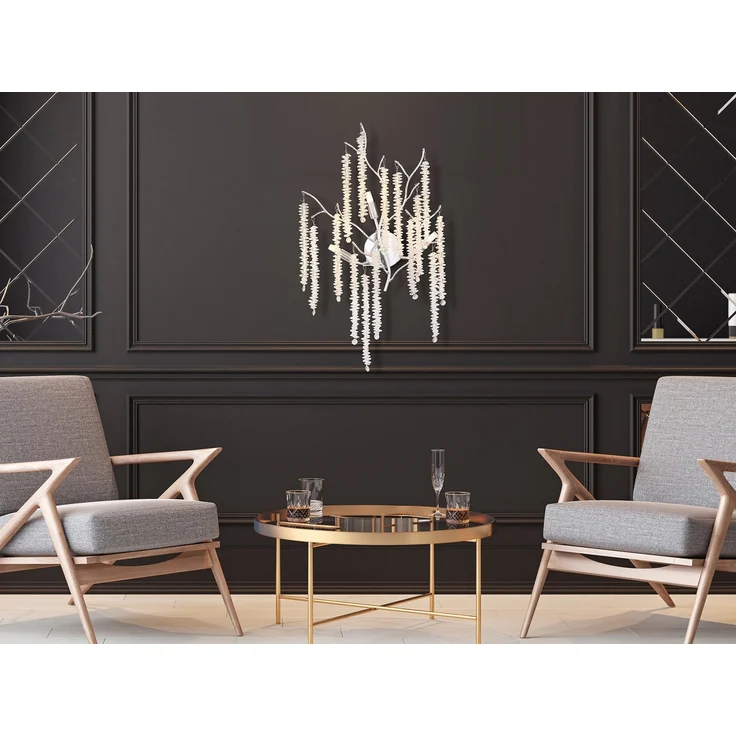 Ausgefallene LED Wandlampe Silber Chrom mit Kristall, Höhe 60cm – Bild 6