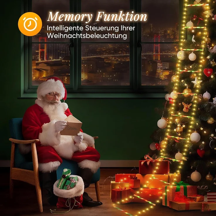 Salcar LED-Lichterkette LED Weihnachts Leiter 3M Weihnachtslichterkette Warmeweiß, Timer, Memory, 9 Modi(Stufenlos Warmweiß/Vierfarben/Macaron-Farben) – Bild 6