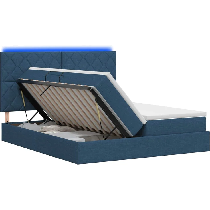 vidaXL LED-Speicherbett mit Matratze Blau 180 x 200 cm Stoff 3460247 – Bild 2