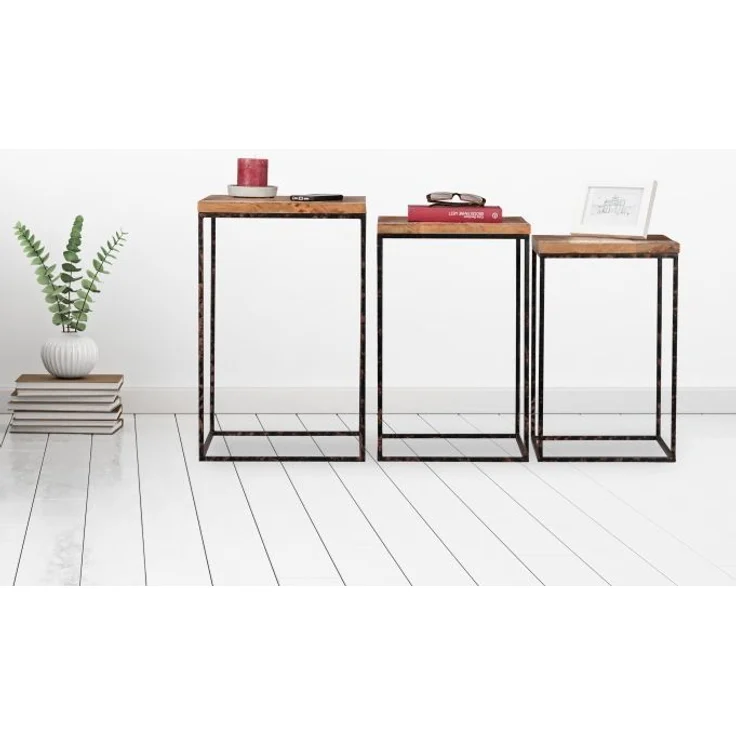Beistelltisch 3er Set Mangoholz – Bild 5