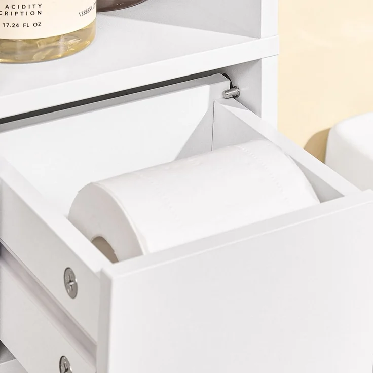 SoBuy BZR34-K-W Badezimmer-Hochschrank, Spanplatte, Melamin, Weiß, 20 x 180 x 20 cm – Bild 9