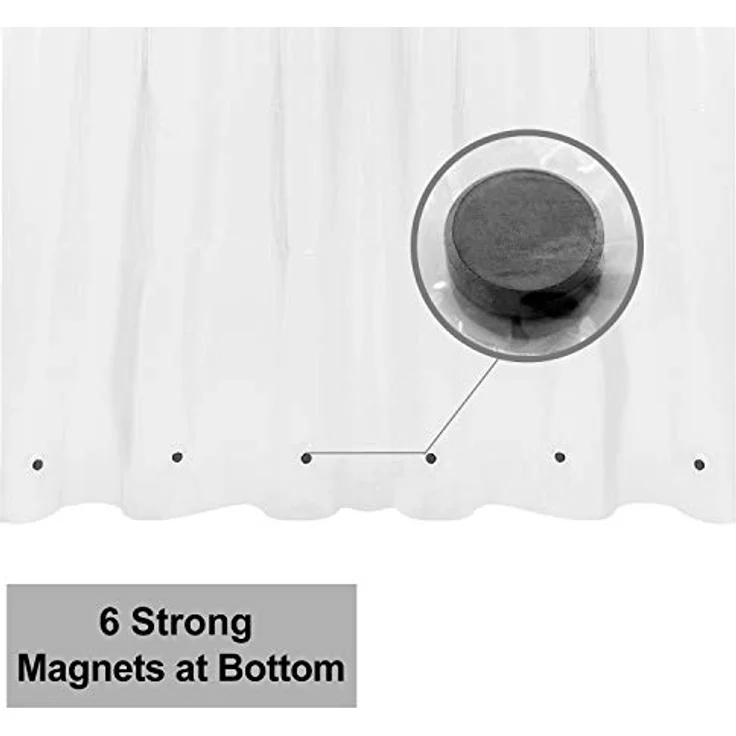 Barossa Design XLong Duschvorhang-Einlage mit 243,8 cm Höhe – 6 Magnete unten, wasserdicht, PEVA, PVC-frei, Metallösen, transparent, 183,8x244,8 cm – Bild 2