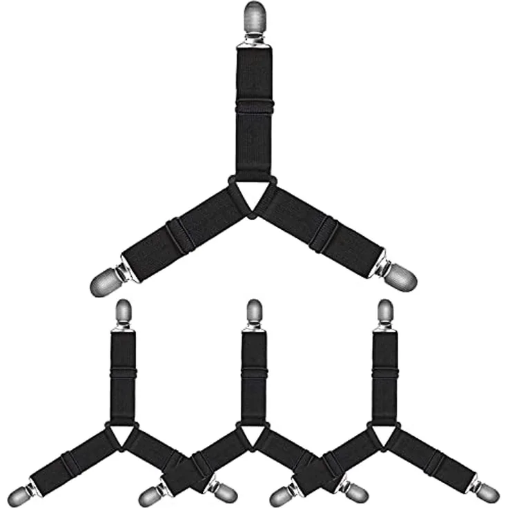 BAYLI Spannbettlaken Verstellbare Bettlakenspanner [4er Set], Betttuchspanner mit Metallcl