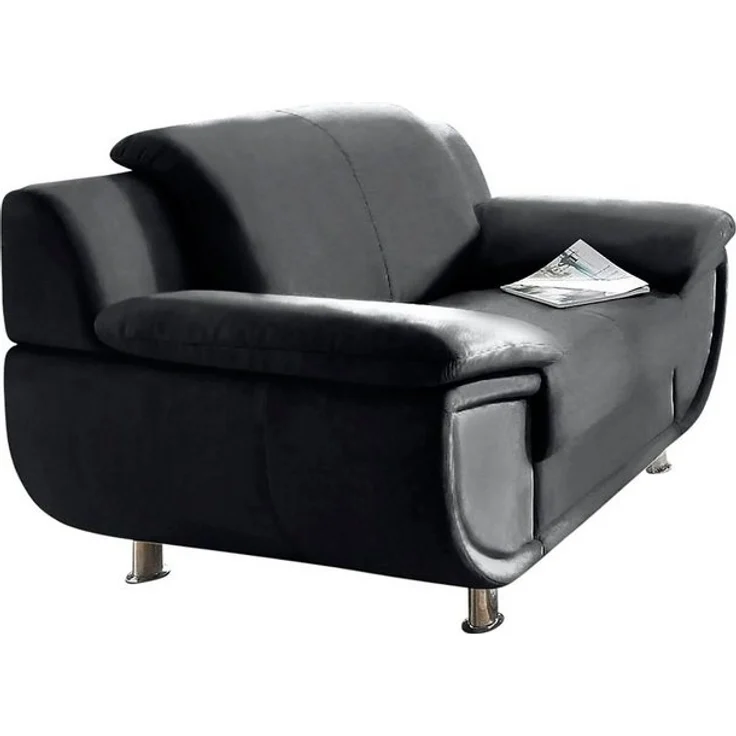 TRENDMANUFAKTUR Sessel Rondo, Breite 121 cm, breite Armlehnen, Füße chromfarben, Big-Sessel wahlweise mit Federkern, bequem – Bild 4