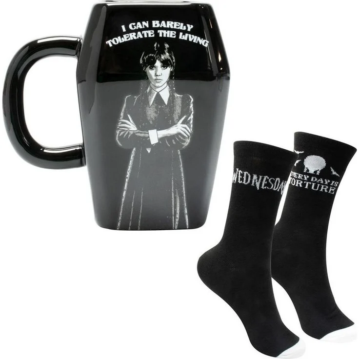Mad Monkey Tasse Wednesday Addams Socken und Tasse Geschenkset – Bild 3