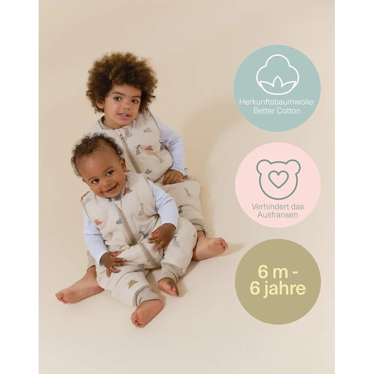 molis&co - Baby Schlafsack mit Füßen 2.5 TOG - Ganzjahres Schlafsack - Babyschlafsack mit Beinen - 100% Baumwolle (Oeko-TEX 100), Winterschlafsack Premium Qualität - Dinos (70 cm) – Bild 5