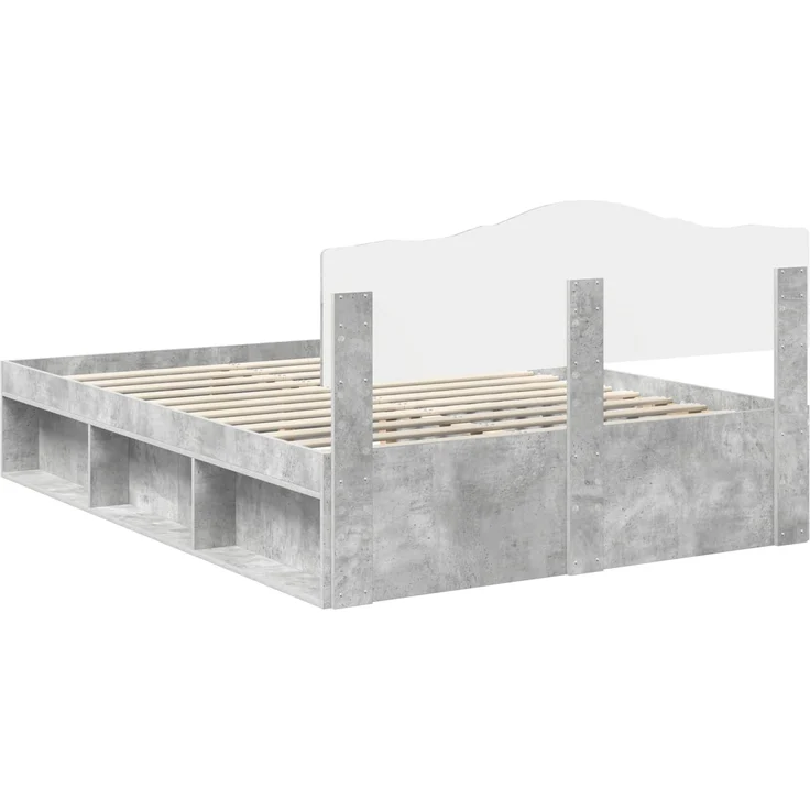 vidaXL Bettrahmen mit Kopfteil Beton 160 x 200 cm Massives Kiefernholz 3412874 – Bild 8