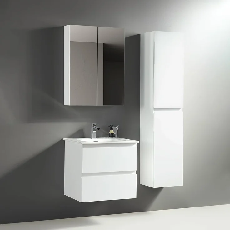 Alpenberger Badmöbel-Set - Badschrank Badezimmerschrank, (Waschbecken mit Überlauf, 2 Waschbeckenunterschrank Schubladen), Waschtisch mit Unterschrank 60 cm Breit – Bild 2